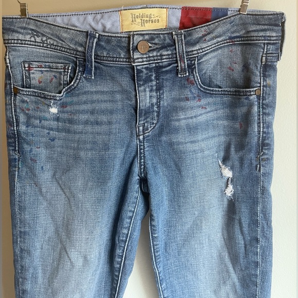 Holding Horses Anthropologie Paint Splatter Skinny Jeans Size 26 - Picture 4 of 9